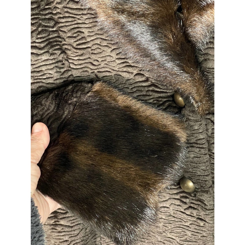 NEW NWT Tasha Polizzi Brown Textured Jacket Faux Fur Collar & Cuffs S M L XL - Picture 8 of 11